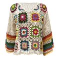 thumbnail image 4 of Crochet Tops for Women Spring Summer Boho Floral Shirts Coverups 2026 Summer Fall Outfits for Women(Beige,XL), 4 of 4
