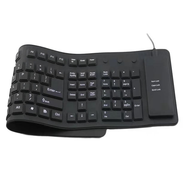 Teclado de silicona plegable, teclado enrollable impermeable con cable USB para PC, portátil y portátil (todo negro) Rojo Verde Cocina, Decoración y Otros