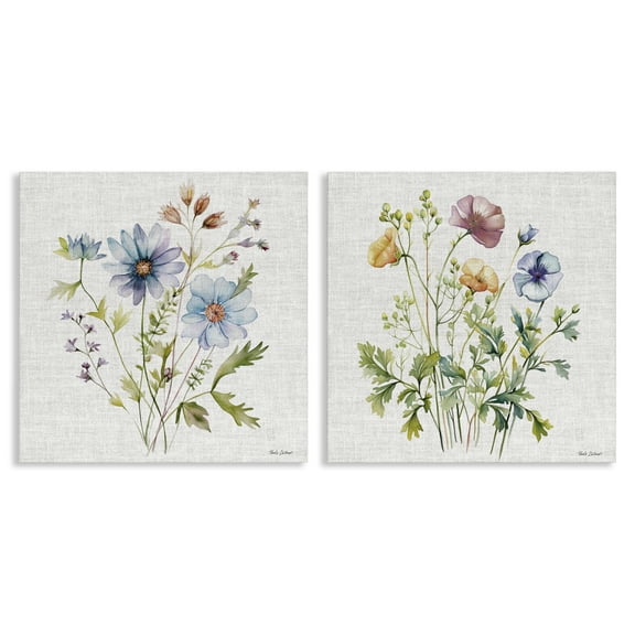 Stupell Industries Wild Flower Botanical Bundles 2 Piece Canvas Wall Art Set, design by Nicole DeCamp