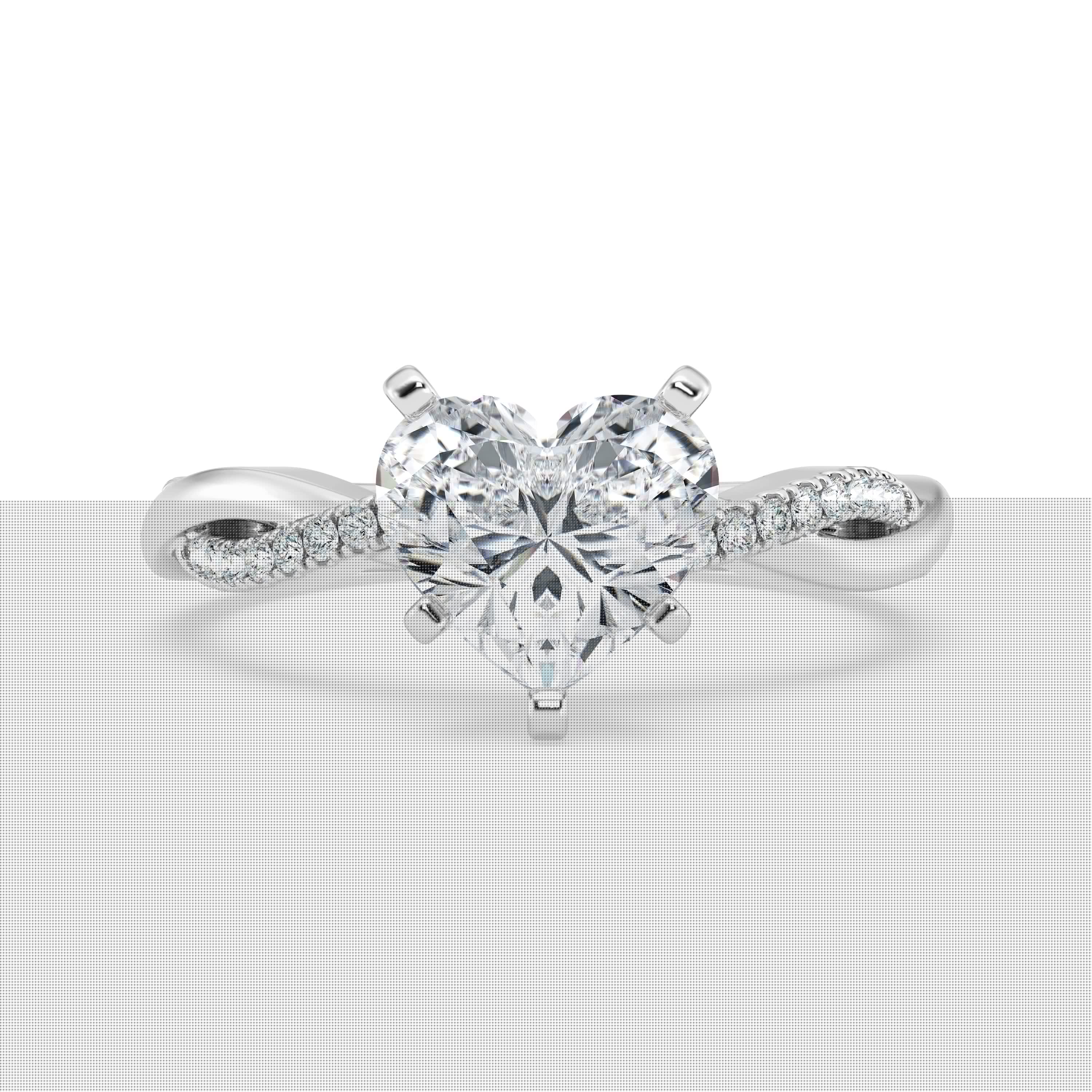 Veda Jewel Women's Simulated Heart Simulated Ring - 1.67 Ct Solitaire Engagement Ring - Twisted Shank Party Wear 14K White Gold Plated Rings for Women - Designer Rings for Special Occasions