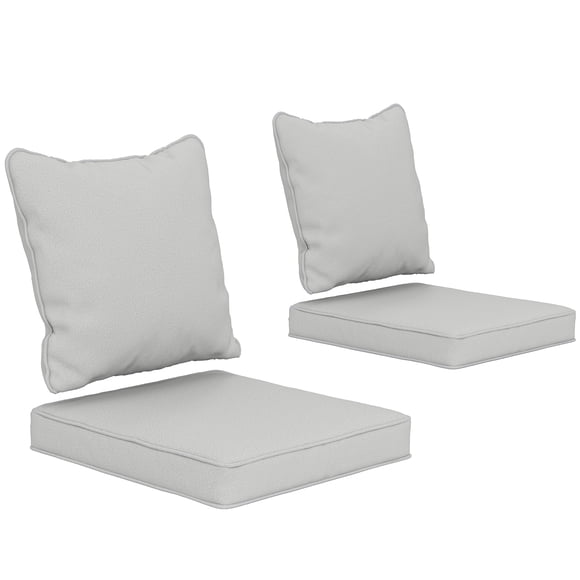 Outsunny Coussins de Chaise d'Extérieur avec Dossier pour Terrasse de Jardin, Gris Pâle