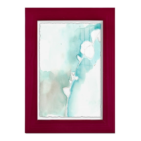 Ginkgo on Dusty Teal VII - Framed Print w/glass - Cherry Red