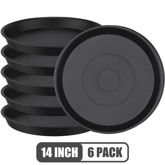 Verdsoeo 6 Pack 14 Inch Large Plant Saucers, Durable Plastic Plant Pot Trays, Heavy-Duty Flower Pot Drip Trays for Indoor and Outdoor Plants