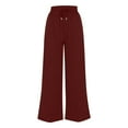 thumbnail image 5 of HomeDM Women's Wide Leg Sweatpants Loose Fit Solid Color Workout Pants Comfy Lounge Joggers Drawstring Elastic Sweat Pants with Pockets - Wine/2XL, 5 of 6