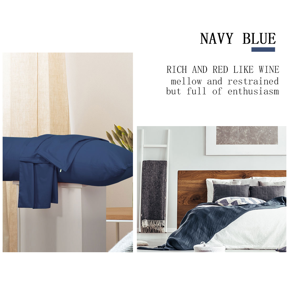 Unique Bargains Pillowcases 2 Pack 100% Cotton Body Pillow Covers Navy Blue 20" x 72"