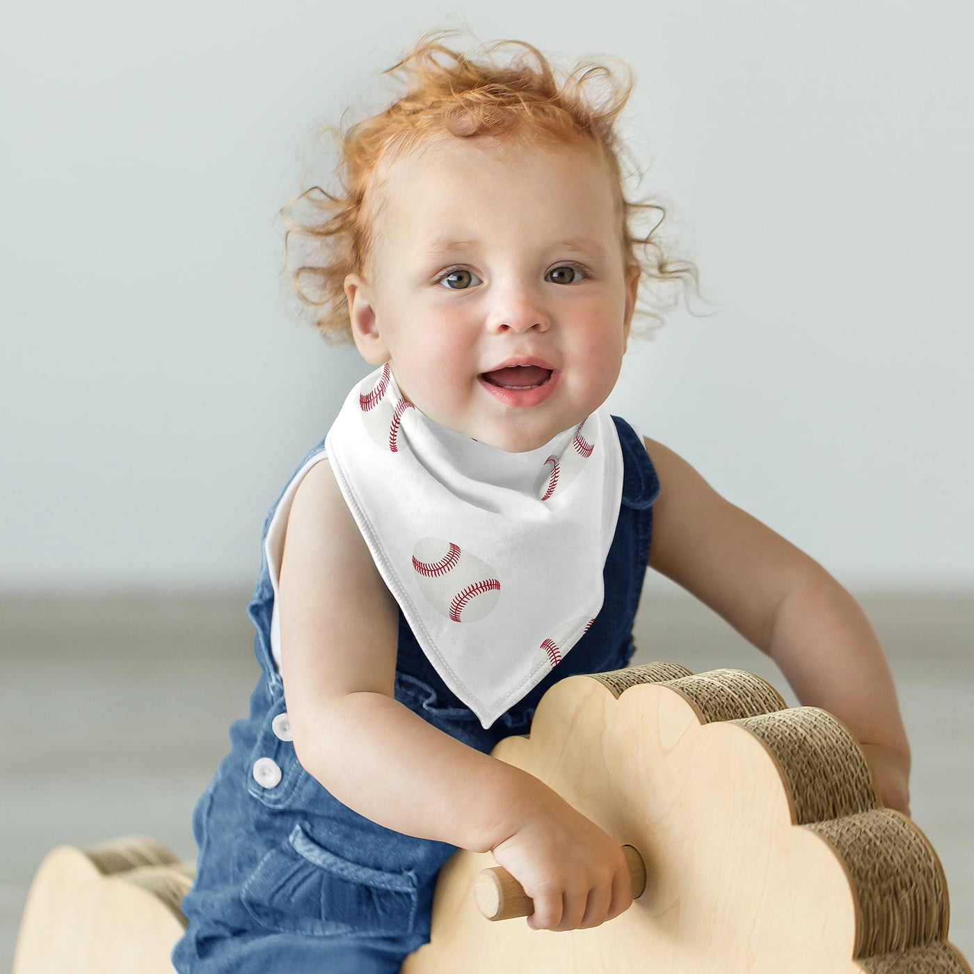 Sweet Jojo Designs Baseball Patch White Blue and Grey Fabric Bandana Baby Bibs 3 Piece Set