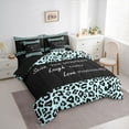 thumbnail image 3 of jejeloiu Wild Leopard Texture 7 Pieces Bedding Comforter Set,Inspirational Quote Full Bedding Set,Blue Black Cheetah Pattern Fitted Sheet Flat Sheet For Adults,Luxury Bedroom Decor Reversible, 3 of 8