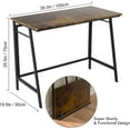 thumbnail image 5 of Folding Computer Desk 40 Inch Writing Computer Desk, Space Saving Foldable Table, Modern Simple Style PC Table, Black Metal Frame-Home Office Desk, No Assembly Required, Rustic Brown, 5 of 6