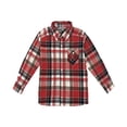 thumbnail image 1 of Bienzoe Boy's Flannel Button Down Long Sleeve Plaid Shirt Red/Colleg 5/6, 1 of 2