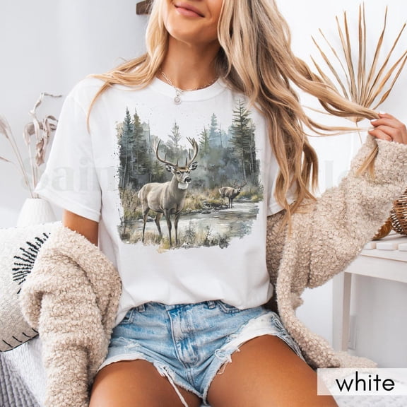 Tee Clo Vintage Whitetail Deer T-Shirt Retro Wildlife Animal Lover T-Shirt Rancher Gift Tee, Full Size S-5XL