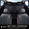 thumbnail image 2 of FLORICH Car Seat Covers Front, Luxury Nappa Leather Seat Covers, Breathable and Waterproof, Automotive Seat Covers Universal for Most Cars, Black & Red Line, 2 of 7