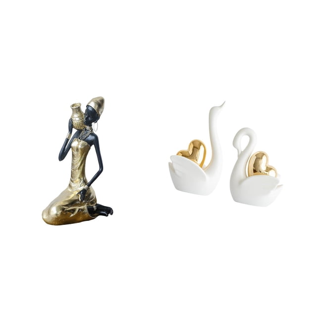 Estatua de la dama,Estatua de dama tribal africana,artesanías de cafetería hechas a mano,Adorno de resina artesanal de cultura africana,estatua de cisne,Estatuas y figuritas de cisne de