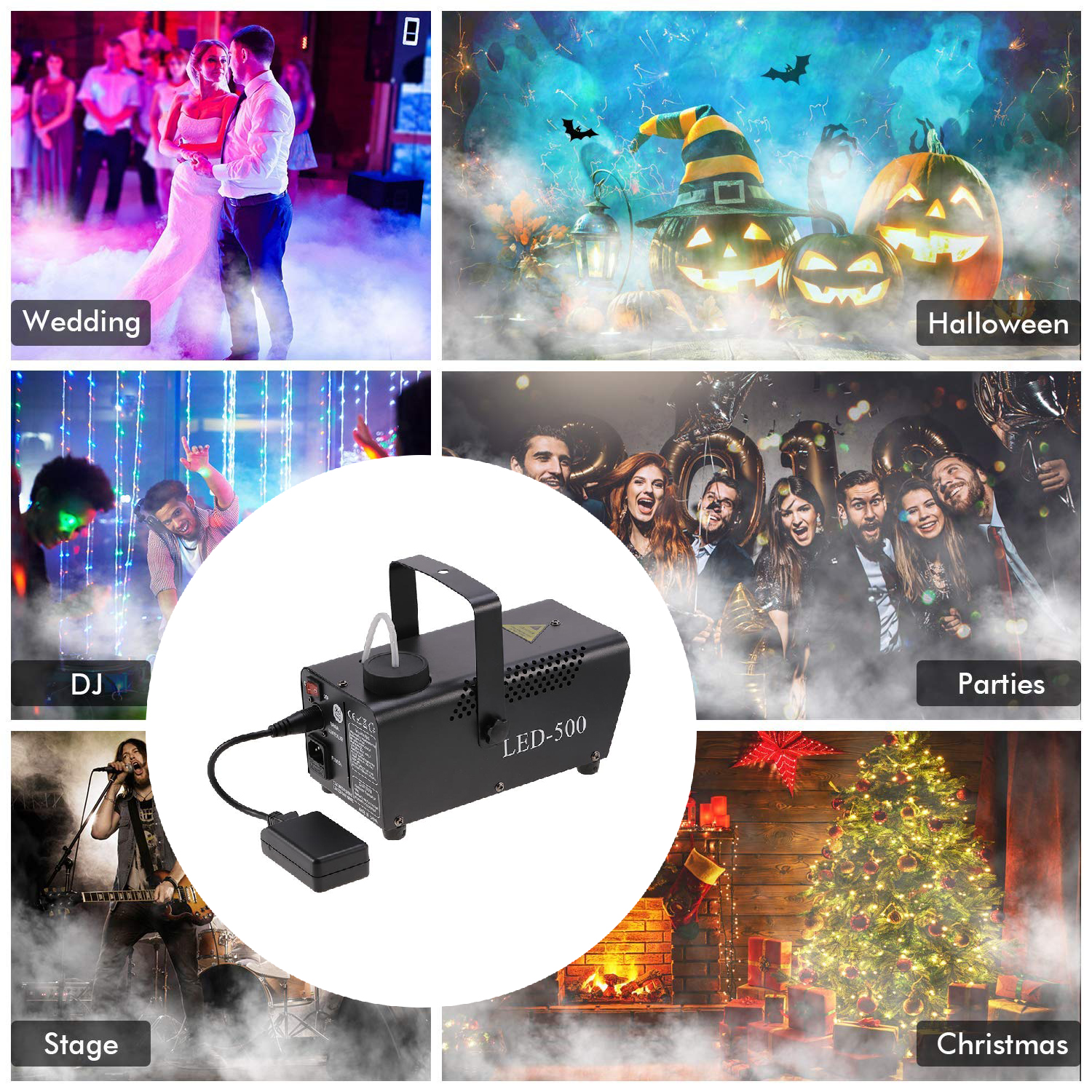Lighting 500W Smoke Fog Machine RGB Muti Color LED DJ Party Wedding Stage  Light w/Remote USA