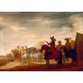 thumbnail image 2 of Jan Jacobsz. van der Stoffe 14x11 Black Ornate Wood Framed Double Matted Museum Art Print Titled: Military Camp (1642), 2 of 5
