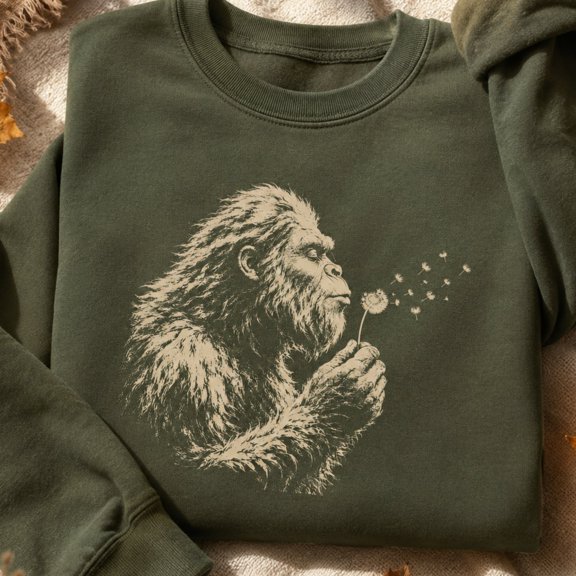 Gorilla Shirt, Dandelion Blowing Ape Sweatshirt, Vintage Wildlife Graphic Hoodie and T-Shirt, Funny Nature Lover Gift for Men and Women