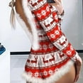 thumbnail image 6 of Vivianyo HD Sleepwear for Women Women's Christmas Snowflake Print Feather Trim Button Front Adult Onesie Home Wear Siamese Pajamas Rollbacks Red, 6 of 6