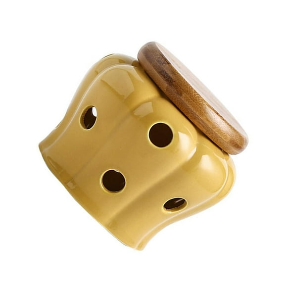 Xingzhi Ceramic Garlic Keeper Garlic Jars Vented with Lid Garlic Cellar Pot Canister