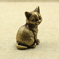 thumbnail image 2 of Brass Cat Figurine statuette Animal Figurines kitten Toy Home Desktop Decoration, 2 of 8