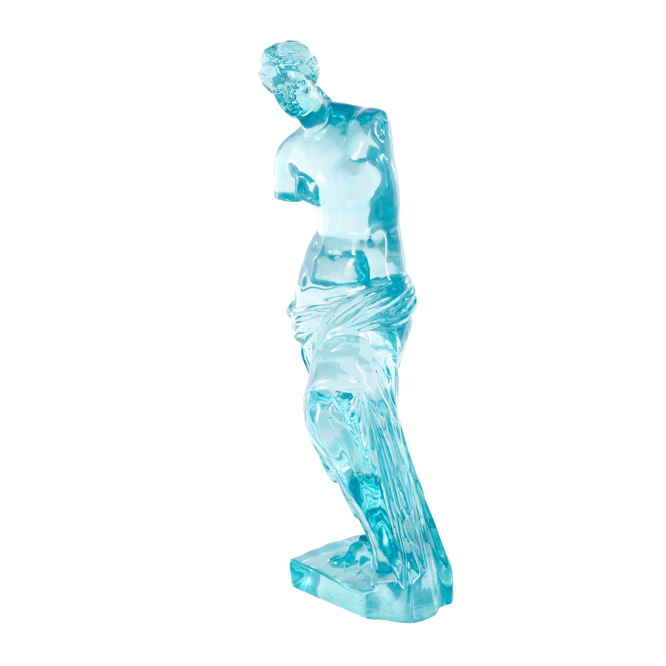 6" x 18" Light Blue Resin Tinted Woman Sculpture, by DecMode