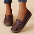thumbnail image 6 of Women's Leather Penny Dress Loafers Classic Round Toe Slip On Soft Bottom Driving Work Flats Breathable Non Slip Walking Shoes Brown Size 7, 6 of 9