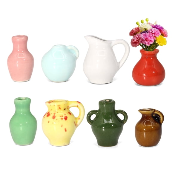 Style-Carry 8 Pack Mini Ceramic Vase Fridge Magnets, Colorful Tiny Refrigerator Magnets, Decorative Magnets for Fridge, Kitchen and Office Décor