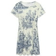 thumbnail image 3 of Powder Blue French Toile Picnic Designs Women's Dress Short Sleeve Summer Sundress Summer Women Clothes, 3 of 7