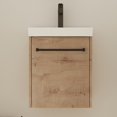 thumbnail image 2 of Tcbosik Floating Vanity Sink Combo, 18" Wall Mounted Vanity Cabinet with Towel Hanger & Soft Close Door for Small Space Bathroom Washroom, Light Oak, 2 of 10