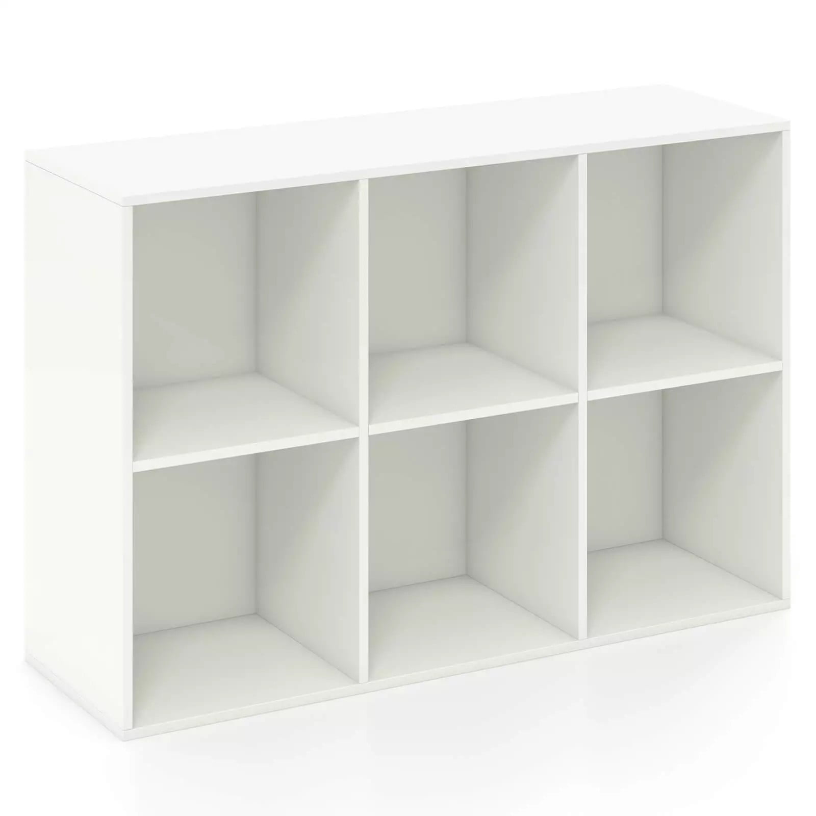 Harmijoy 6-Cube White Bookshelf, 3-Tier Wooden Storage Organizer w/ Anti-tipping Kits, Modern Freestanding Bookcase Display Shelf