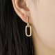 thumbnail image 1 of 2 pares de aretes desmontables de metal simples de estilo ovalado geométrico dorado + plateado, 1 of 5