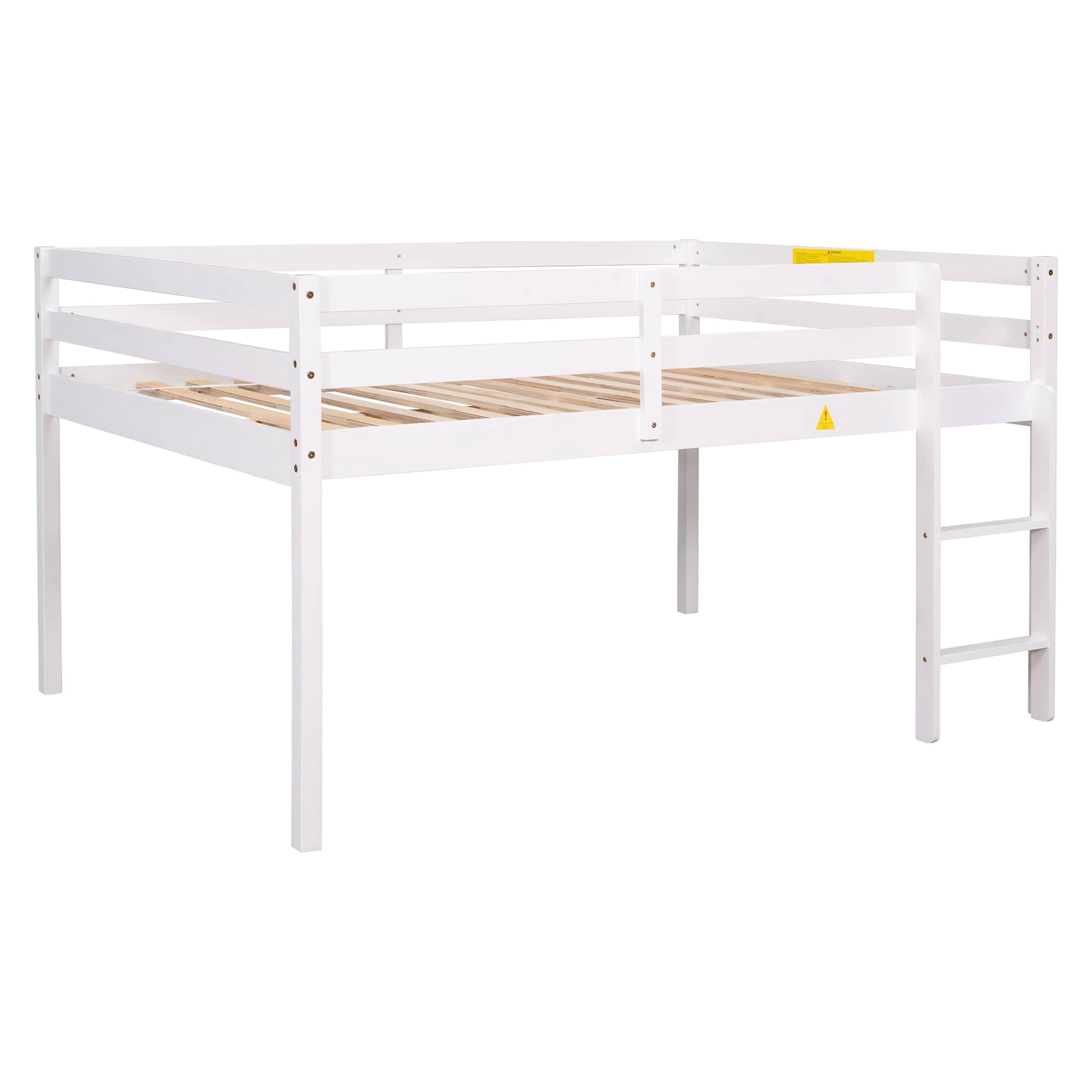 MAYEERTY Full Size Loft Bed with Ladder for Child, White
