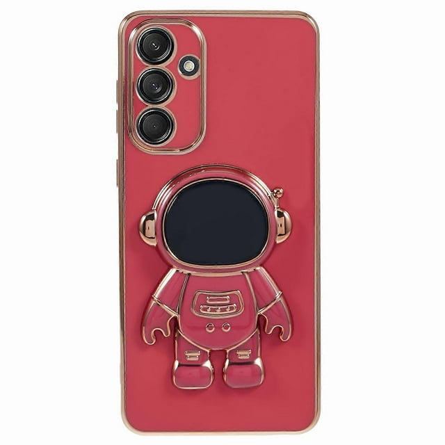 For Samsung Galaxy A16 5G A16 4G Case Electroplating Soft TPU Phone Cover Astronaut Hidden Kickstand