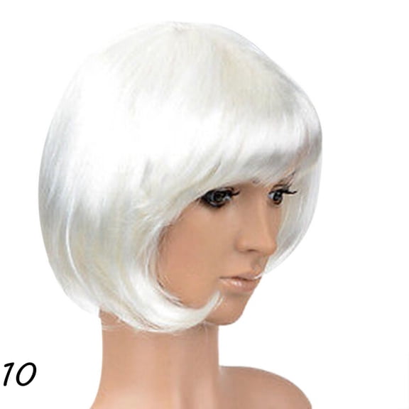 Women Short BOB Hair Wig Straight Bangs Cosplay Party Stage Show 13 Colors