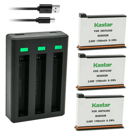 Kastar 3-Pack Battery and Triple USB Charger Compatible with Insta 360 ONE X2 Rechargeable Lithium Polymer Battery Insta360 ONE X2 Action Camera (Non-Waterproof)