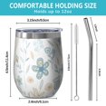 thumbnail image 5 of Floral 12oz Stainless Steel Insulated Wine Tumbler with Lid and Straw – Double Wall Vacuum Mug for Hot & Cold Drinks, 304 Steel Interior, Sweat-Free Design,Thanksgiving,Christmas, Spring,Flower, 5 of 5