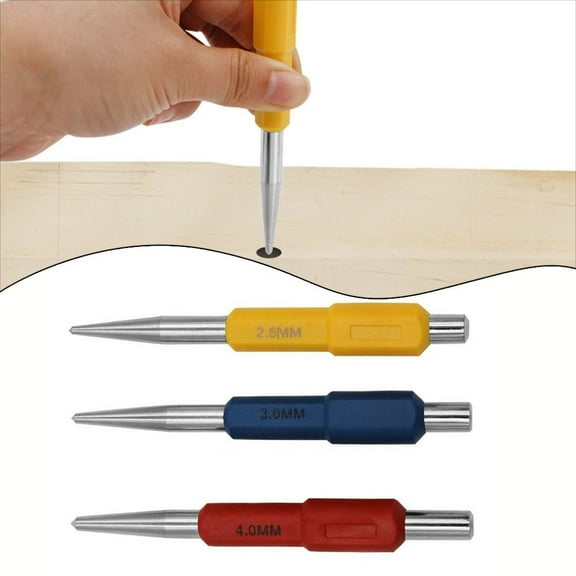 3pcs 2.5/3.0/4.0mm Centre Punch General Woodworking Metal Drill Adjustable Spring Loaded Punch Hand Tools For Metal Wood Glass