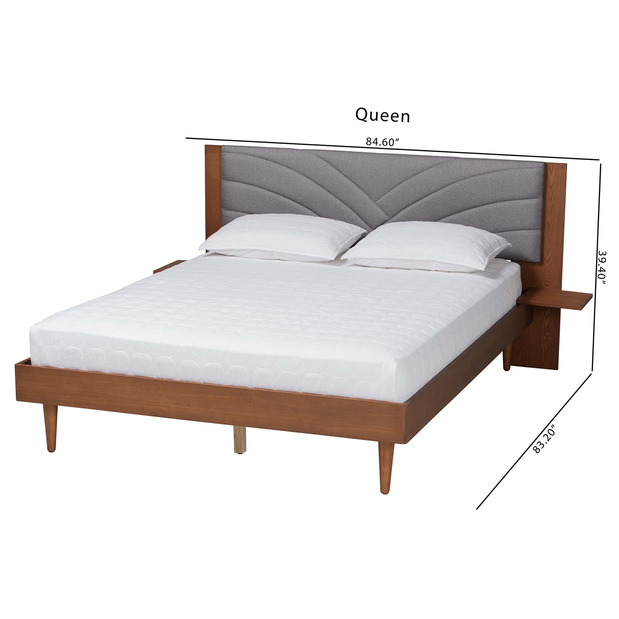 Baxton Studio Hemera Mid-Century Platform bed, Queen, Walnut Brown