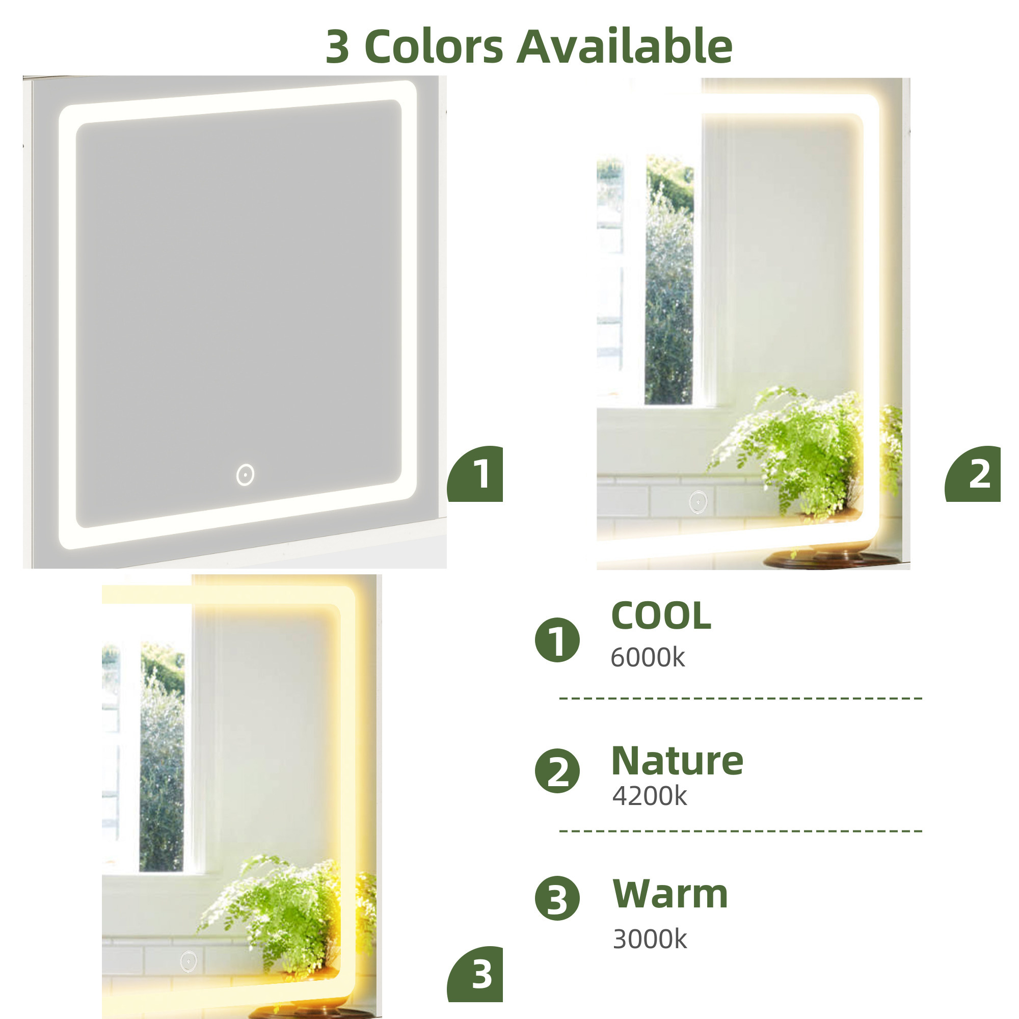 Uforic 47" Bathroom Medicine Cabinet with LED Lights Mirror, Wall Mounted Cabinet with Doors and Shelves, White