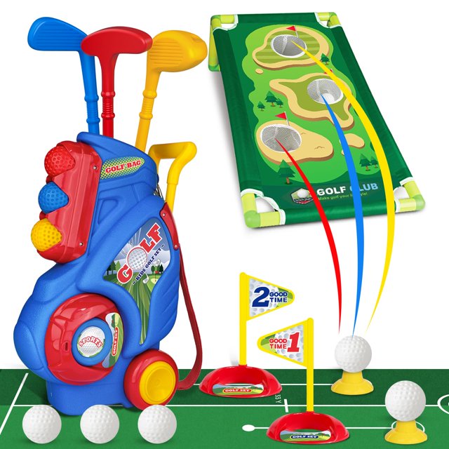 Set de golf Jovizo para niños y niñas de 2 a 5 años con carrito y tapete