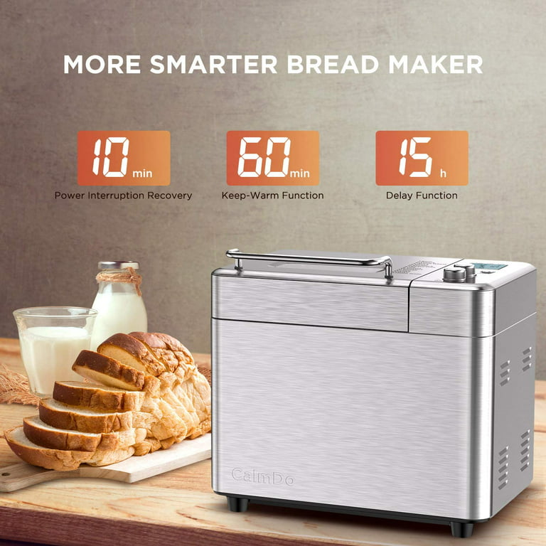  Bread Machine,AUMATE 2LB Bread Maker,with 12  Presets,Gluten-Free Setting,Auto Fruit Nut Dispenser & Nonstick Pan,2 Loaf  Sizes,13H Reserve & 1H Keep Warm (Milky White): Home & Kitchen