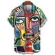 thumbnail image 2 of Camisa con estampado 3D de cara abstracta para hombre, camisa hawaiana de manga corta con gráficos de pintura artística de verano, blusa con solapa, ropa de calle, 2 of 5