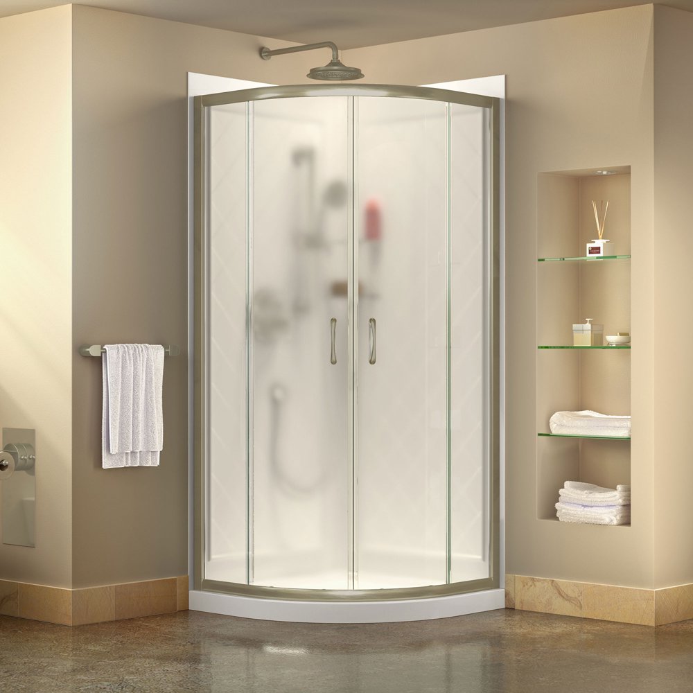 Dreamline Prime 36 In X 76 34 In Semi Frameless Frosted Glass Sliding Shower Enclosure In