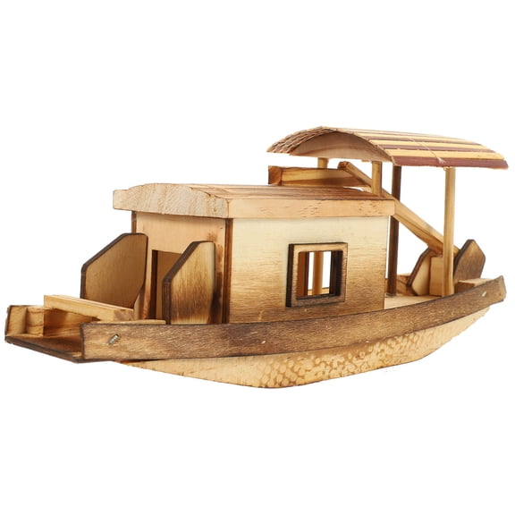 Soimiss Wooden Desktop Ornament Small Floating Boat Golden Wood 1Pack Toy Store