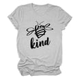 thumbnail image 1 of Camisa con estampado de letras de verano, cuello redondo, manga corta, camiseta holgada informal con letras a la moda para mujer, gris claro (letra negra) XXL, 1 of 3