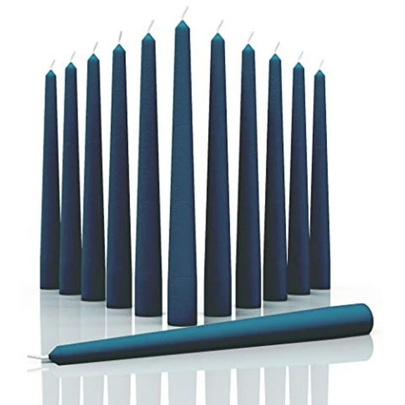 CANDWAX 12 inch Taper Candles Set of 12 - Dripless and Smokeless Candle Unscented - Slow Burning Candle Sticks - Dark Blue Candle