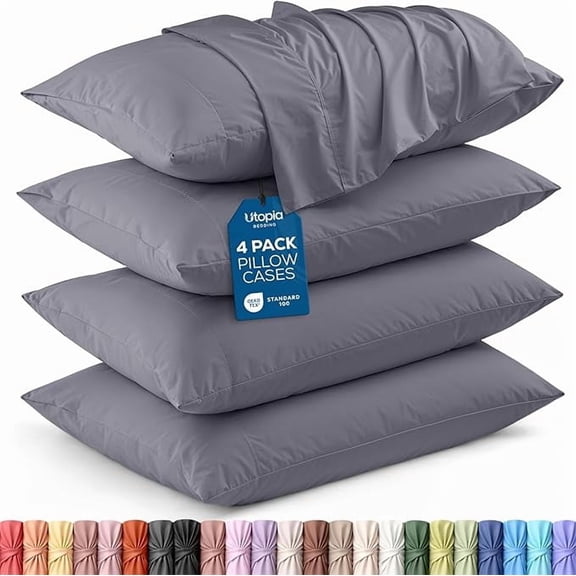 Microfiber Pillowcase Set of 2 | Soft Cooling Brushed Fabric, Envelope Closure, Hotel Luxury, Shrink and Fade Resistant, Queen | Utopia Bedding