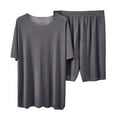 thumbnail image 2 of KDFJPTH Ice Silk Pajamas for Women Lougewear Sets 2 Pieces Short Sleeve Tshirt Bike Shorts 2025 Summer Outfits, 2 of 3