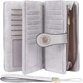 thumbnail image 2 of Cartera gris claro europea y americana Cartera de cuero con Cremallera larga para mujer Cartera de cuero bolso de gran capacidad, 2 of 5