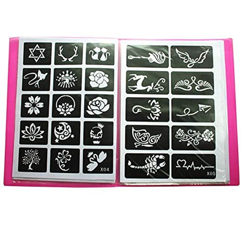 xmasir 20 sheet 446 pieces airbrush tattoo stencils album art book small glitter henna tattoo kit semi permanent tattoo for body painting walmart com walmart com