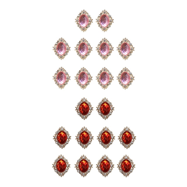20 botones planos brillantes para manualidades, vestidos, ropa y diademas. Rosado rojo
