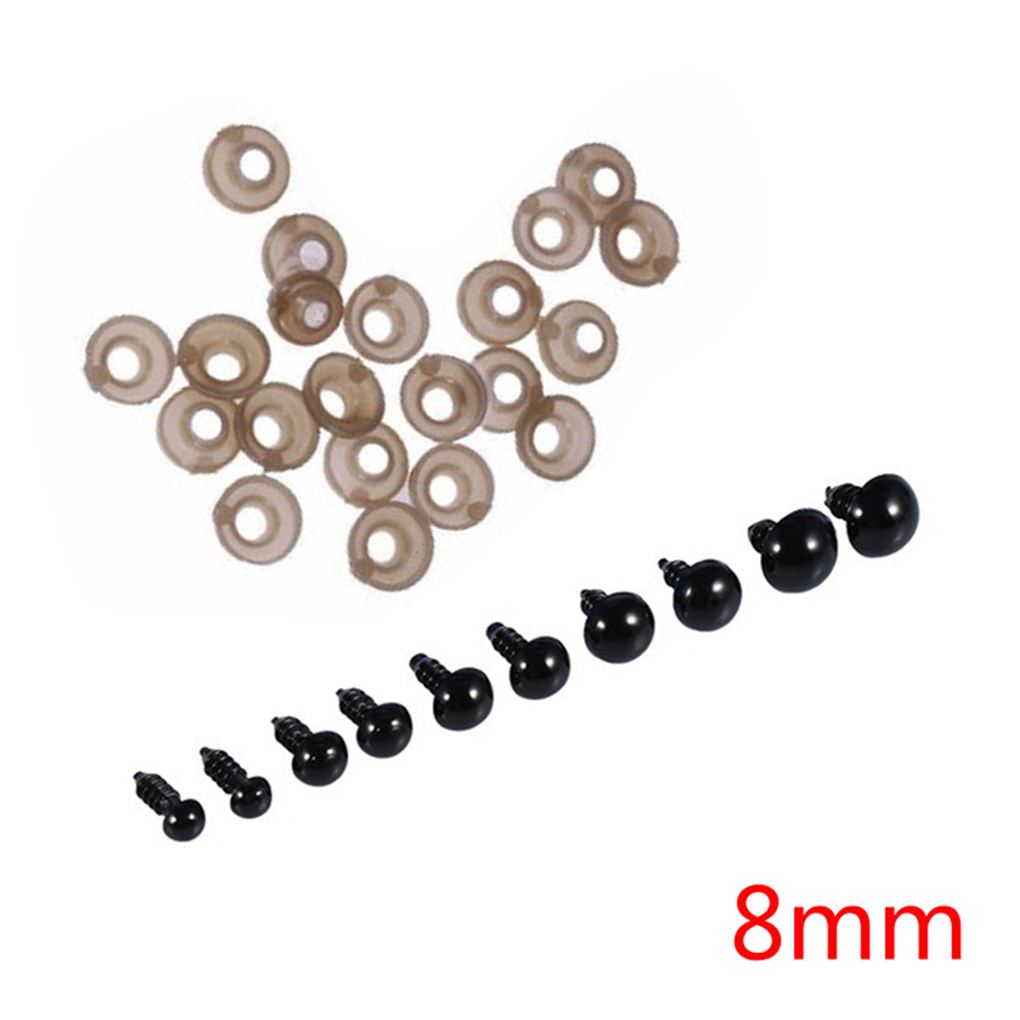 100pcs 8mm DIY Plastic Safety Eyes and 100pcs Washers Dolls Toys